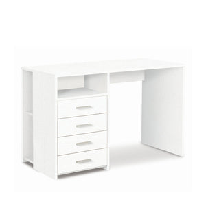 Scrivania 4 Cassetti L120 In Kit Bianco Fiammato cm 120x55x76h - Sarmog