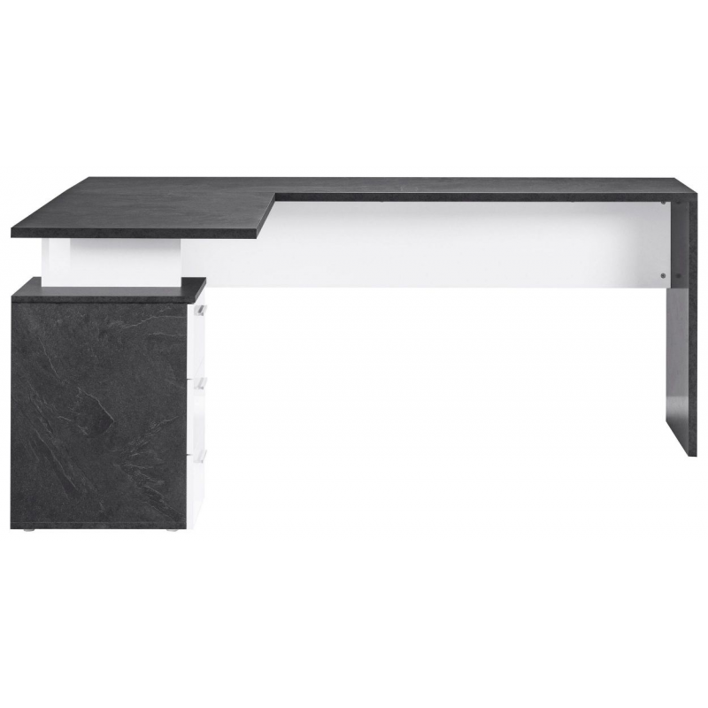 Scrivania ad angolo New Selina – 180x75x60 – Bianco Lucido e Report