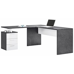 Scrivania ad angolo New Selina – 180x75x60 – Bianco Lucido e Report