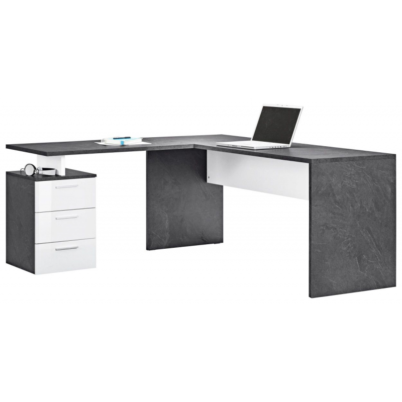 Scrivania ad angolo New Selina – 180x75x60 – Bianco Lucido e Report