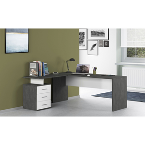 Scrivania ad angolo New Selina – 180x75x60 – Bianco Lucido e Report