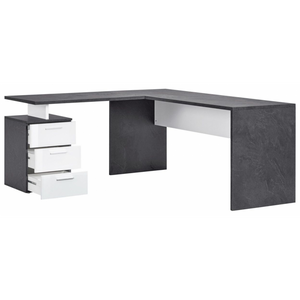 Scrivania ad angolo New Selina – 180x75x60 – Bianco Lucido e Report