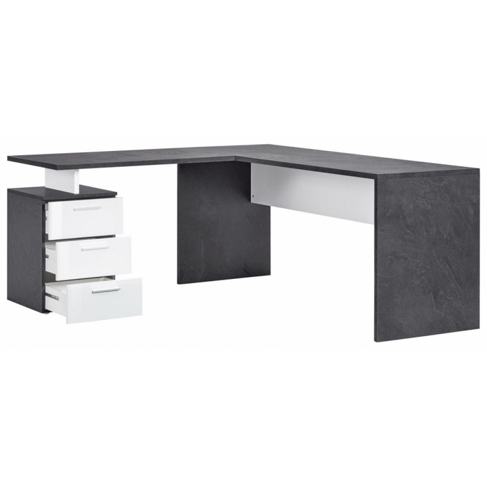 Scrivania ad angolo New Selina – 180x75x60 – Bianco Lucido e Report