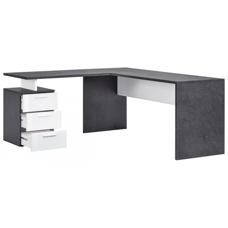 Scrivania ad angolo New Selina – 180x75x60 – Bianco Lucido e Report