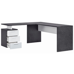 Scrivania ad angolo New Selina – 180x75x60 – Bianco Lucido e Report