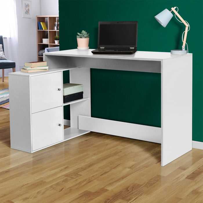 IDMarket - Scrivania angolare a forma di L in legno bianco BOB