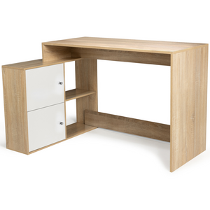 IDMarket - Scrivania angolare a forma di L in legno look faggio e porte bianche BOB