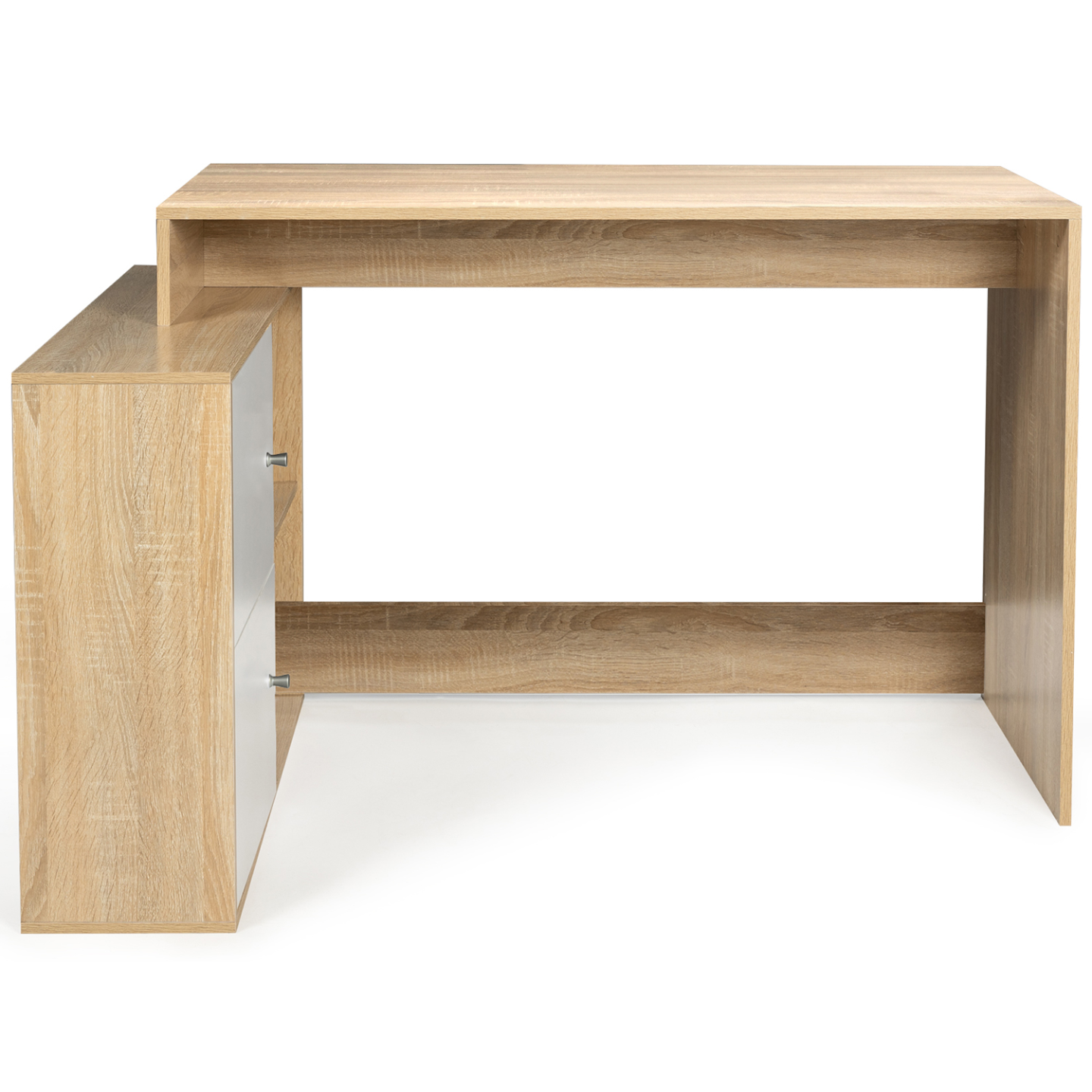 IDMarket - Scrivania angolare a forma di L in legno look faggio e porte bianche BOB