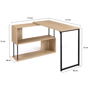 IDMarket - Scrivania angolare girevole a 180° DETROIT scaffale a S design industriale