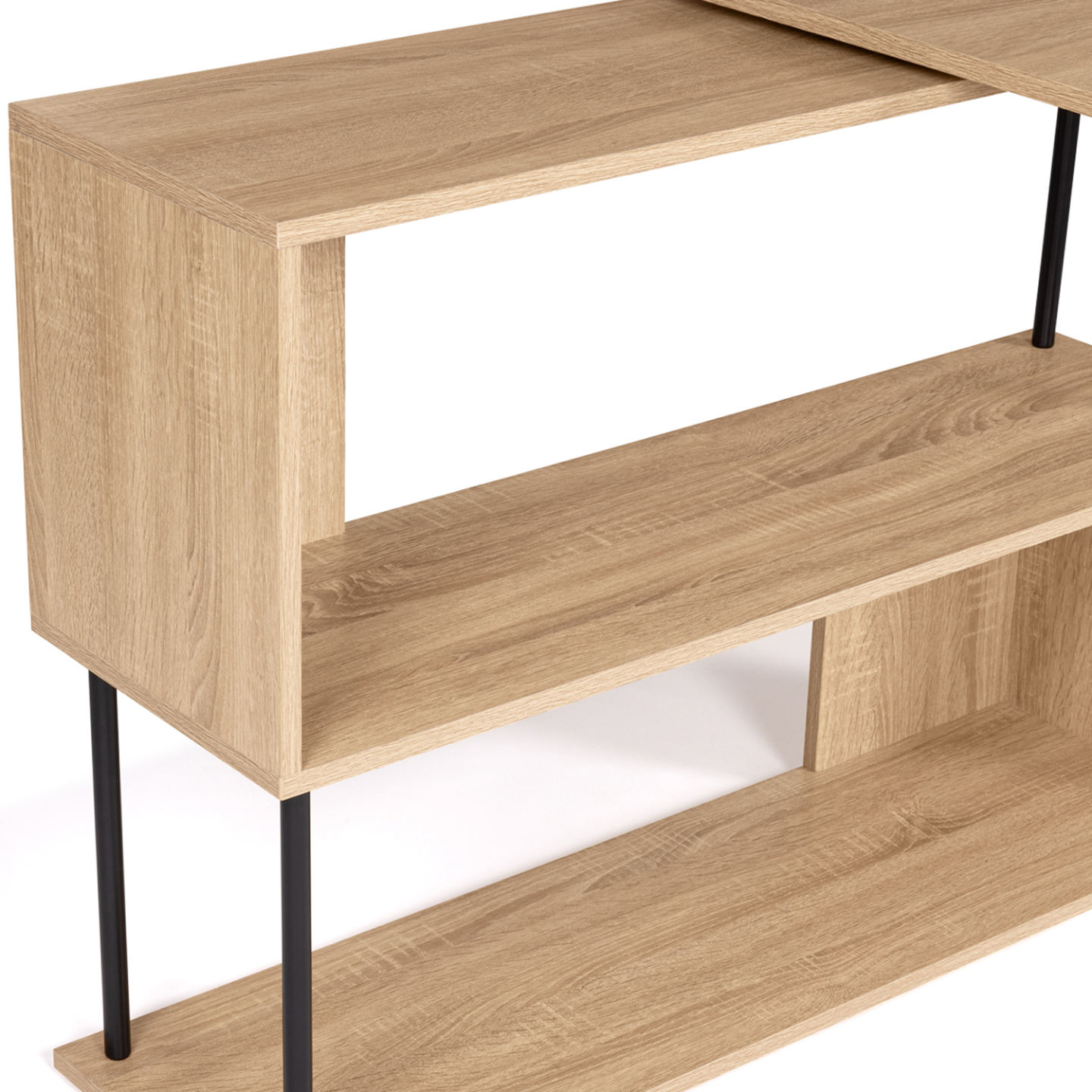 IDMarket - Scrivania angolare girevole a 180° DETROIT scaffale a S design industriale