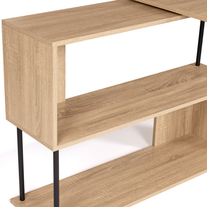 IDMarket - Scrivania angolare girevole a 180° DETROIT scaffale a S design industriale