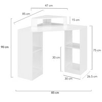 IDMarket - Scrivania angolare salvaspazio HARRY bianca con portaoggetti