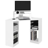 IDMarket - Scrivania angolare salvaspazio HARRY bianca con portaoggetti