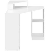 IDMarket - Scrivania angolare salvaspazio HARRY bianca con portaoggetti