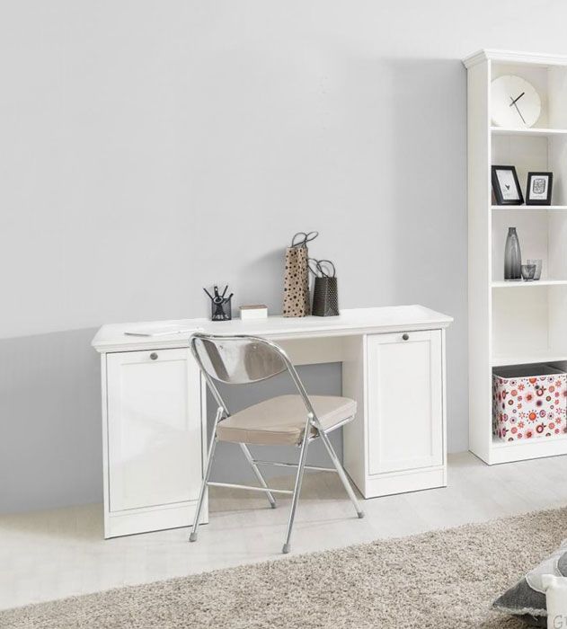 Scrivania per zona studio con 2 ante Bianca, ZFRSCRLAND32