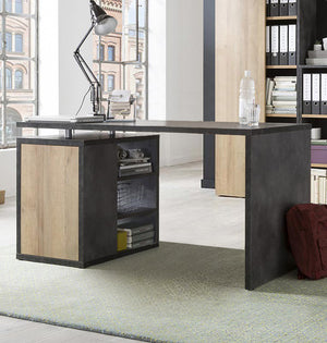 Scrivania Point con 1 anta e 2 ripiani in finitura ossido e rovere, ZCMCR906