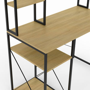 IDMarket - Scrivania di design industriale di DETROIT con ripiani portaoggetti