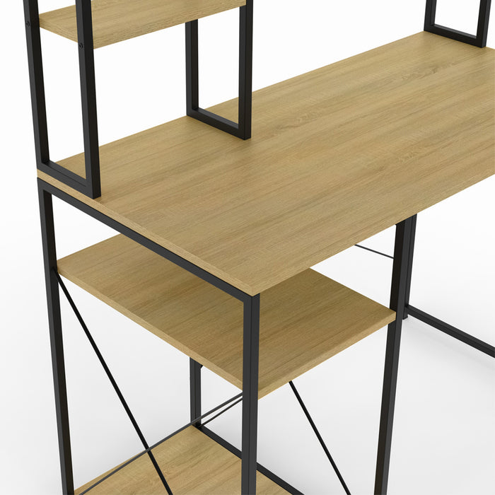 IDMarket - Scrivania di design industriale di DETROIT con ripiani portaoggetti