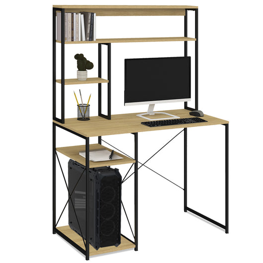 IDMarket - Scrivania di design industriale di DETROIT con ripiani portaoggetti