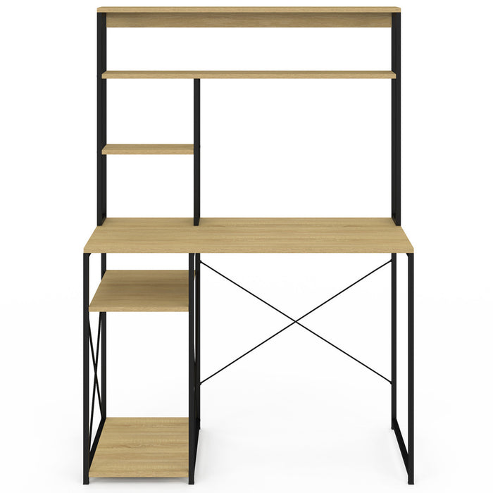 IDMarket - Scrivania di design industriale di DETROIT con ripiani portaoggetti