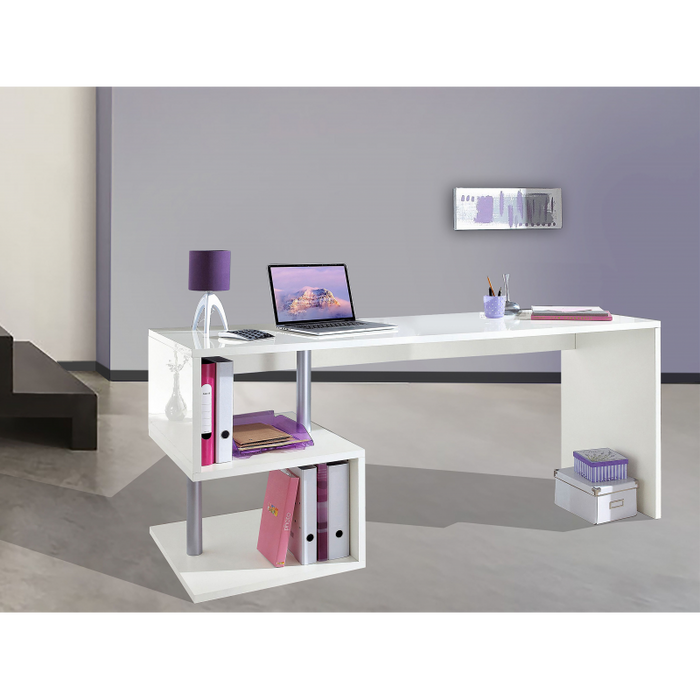 Scrivania Esse 180 – 180x77,5x60 – Bianco Lucido