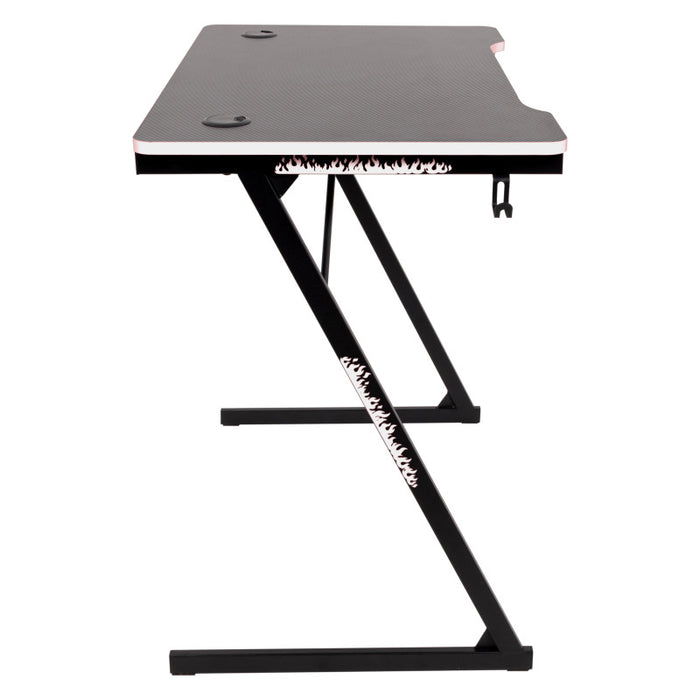 Scrivania Gaming Flame Nera/bianca 80x50x75