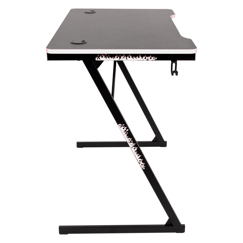 Scrivania Gaming Flame Nera/bianca 80x50x75