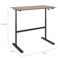 IDMarket - Scrivania JEANNE, diritta, sit/stand con manovella, altezza regolabile da 70 a 120 cm, legno di faggio e nero