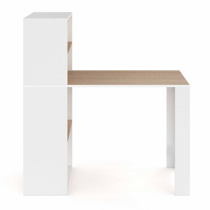 IDMarket - Scrivania libreria BEN con ripiani bianchi e effetto faggio