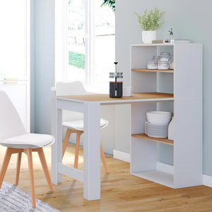 IDMarket - Scrivania libreria BEN con ripiani bianchi e effetto faggio