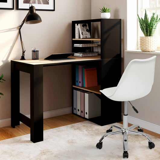 IDMarket - Scrivania libreria BEN con ripiani neri e effetto faggio