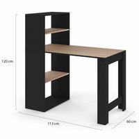 IDMarket - Scrivania libreria BEN con ripiani neri e effetto faggio