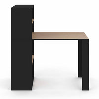 IDMarket - Scrivania libreria BEN con ripiani neri e effetto faggio