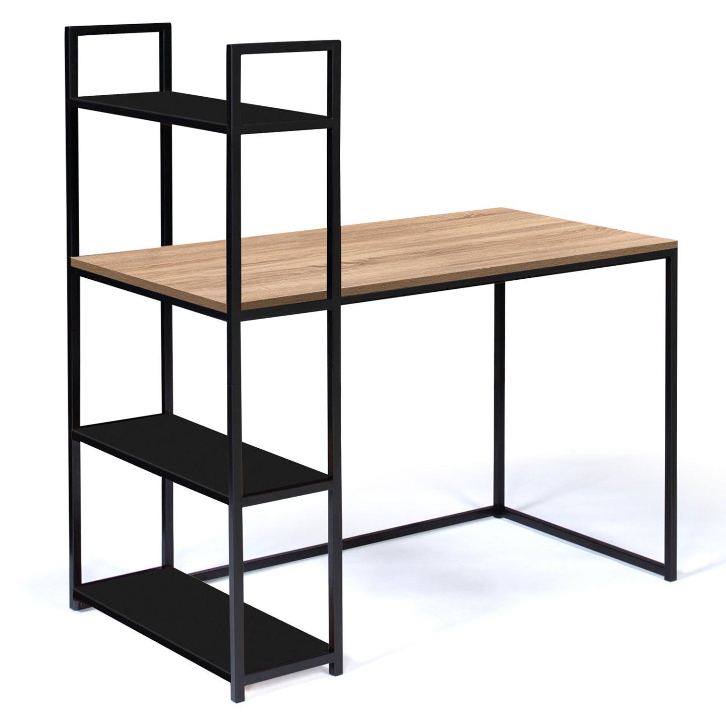 IDMarket - Scrivania libreria BOSTON legno e nero design industriale