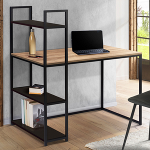IDMarket - Scrivania libreria BOSTON legno e nero design industriale