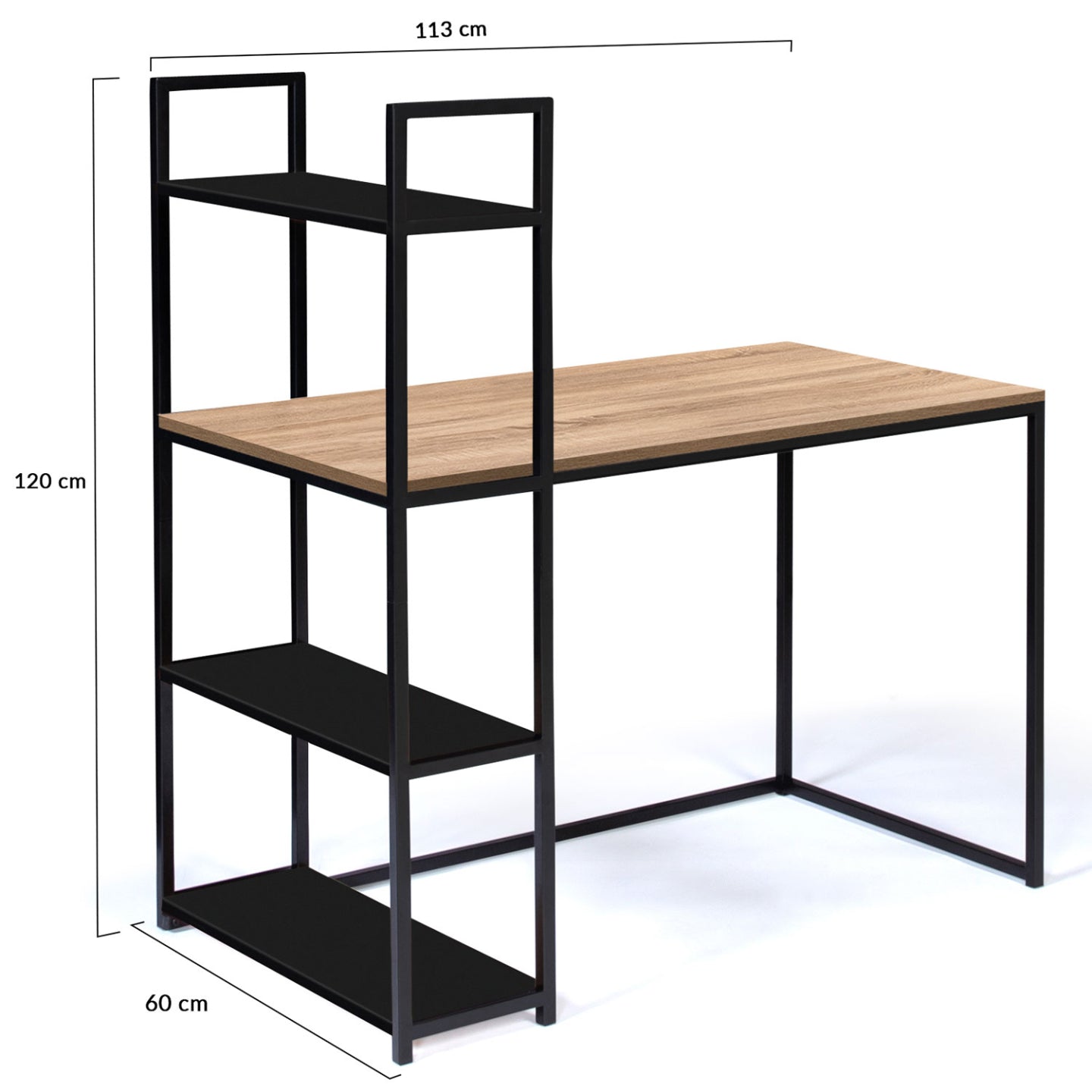 IDMarket - Scrivania libreria BOSTON legno e nero design industriale