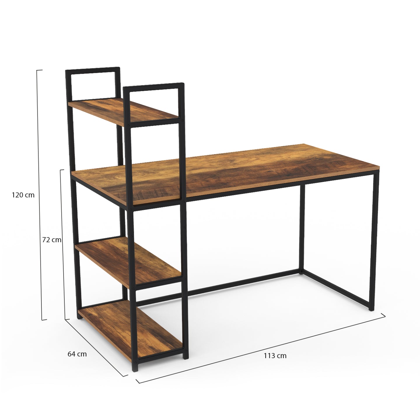 IDMarket - Scrivania libreria HAWKINS con piano effetto invecchiato, design industriale