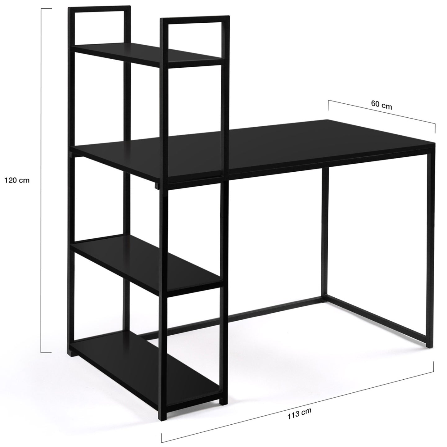 IDMarket - Scrivania libreria nera di design industriale DELSON