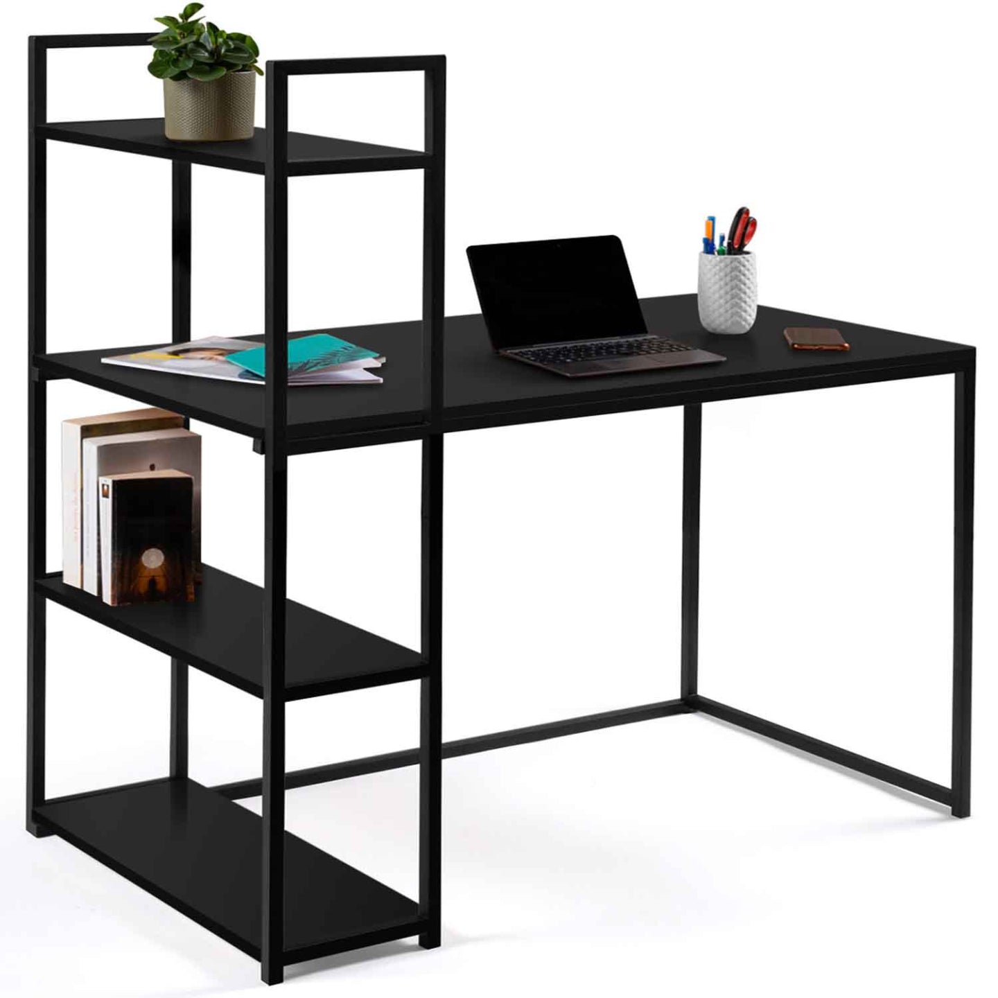 IDMarket - Scrivania libreria nera di design industriale DELSON