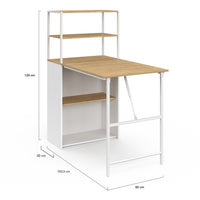 IDMarket - Scrivania libreria pieghevole RAY con legno effetto faggio e piano pieghevole bianco