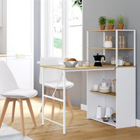 IDMarket - Scrivania libreria pieghevole RAY con legno effetto faggio e piano pieghevole bianco