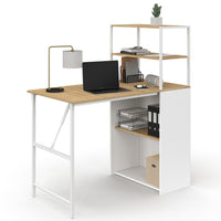 IDMarket - Scrivania libreria pieghevole RAY con legno effetto faggio e piano pieghevole bianco