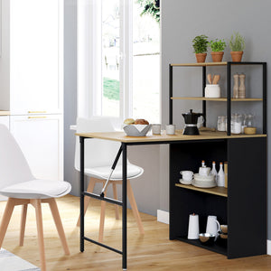 IDMarket - Scrivania libreria pieghevole RAY con legno effetto faggio e piano pieghevole nero