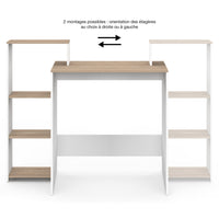 IDMarket - Scrivania LILIAN con ripiani modulari laterali in legno effetto faggio e bianco