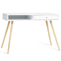 IDMarket - Scrivania scandinava EFFIE cassetto bianco legno