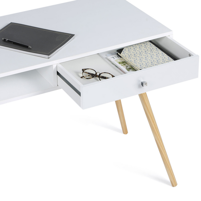 IDMarket - Scrivania scandinava EFFIE cassetto bianco legno