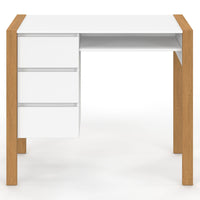 IDMarket - Scrivania scandinava HUGO con 3 cassetti e nicchia in legno e bianco