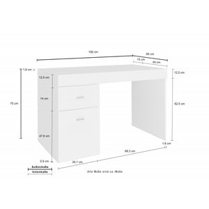 Scrivania Sliding 100 Con Piano Allungabile Bianco Larice