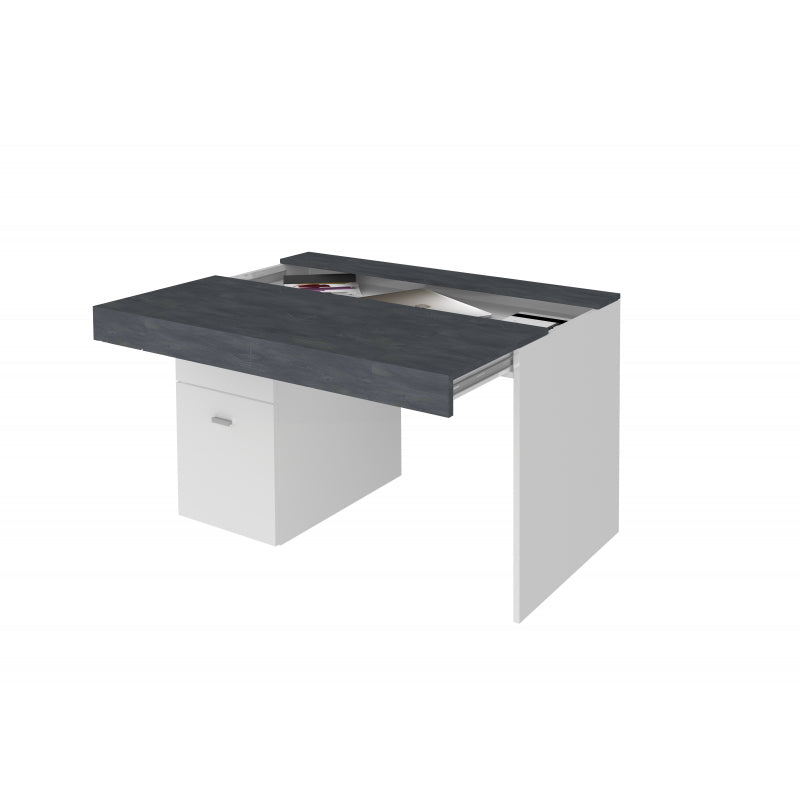 Scrivania Sliding 100 Con Piano Allungabile Colore Bianco Lucido/Report