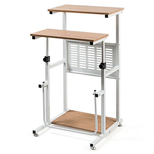 Scrivania 2 in 1 con piano regolabile in altezza, Postazione di lavoro per PC con poggiapiedi per casa e ufficio-Scrivanie